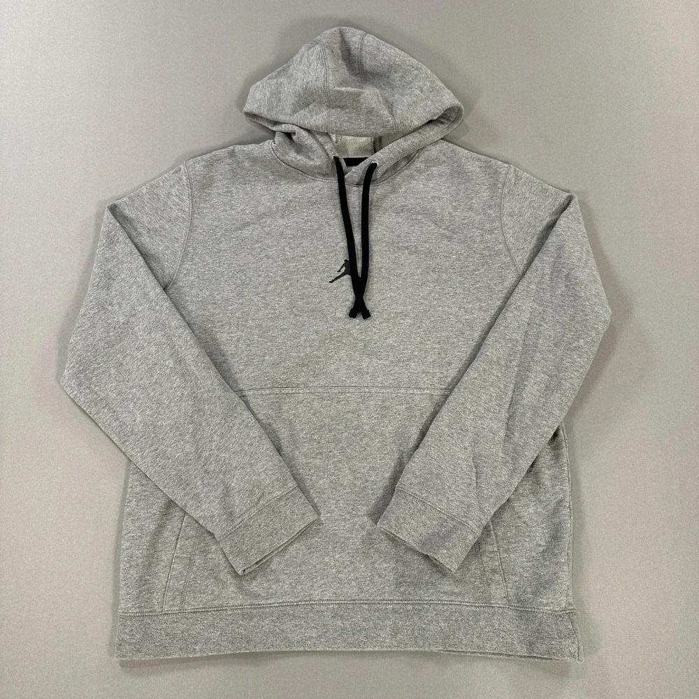 Jordan Hoodie Mens Medium Gray‎ Dri-FIT Fleece Pullover Sweatshirt Jumpman Logo